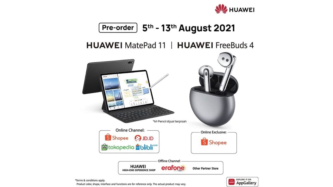 Huawei MatePad 11 and FreeBuds 4 Pre-orders Indonesia