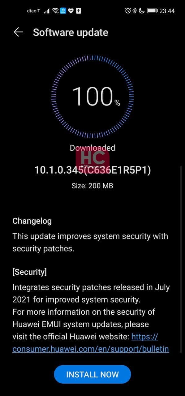 Huawei Nova 7i July 2021 security update