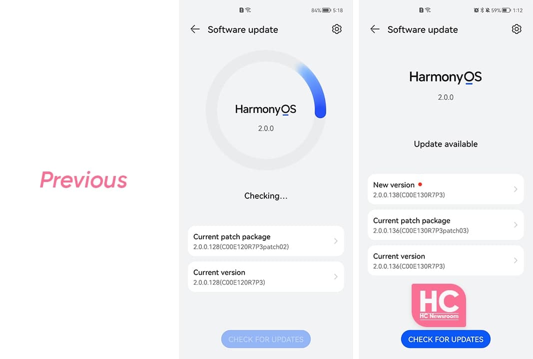 HarmonyOS update menu