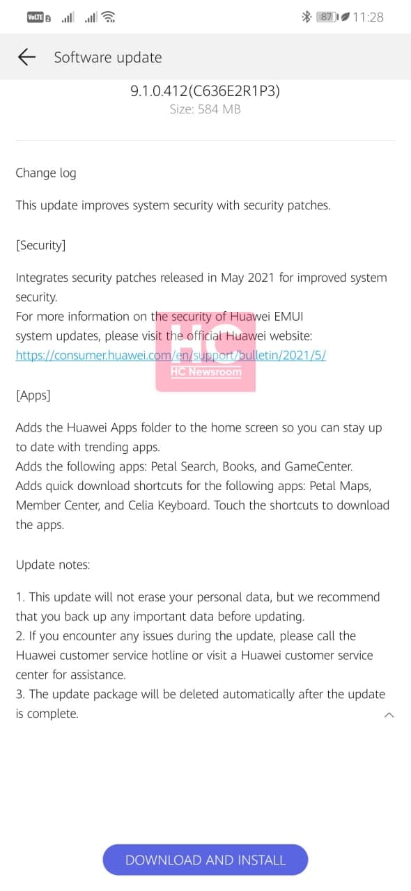 Huawei Nova 3 New update