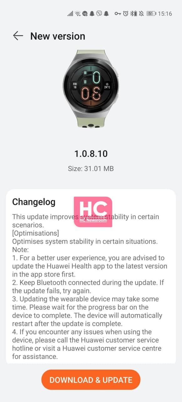 Huawei Watch GT 2e 1.0.8.10 update