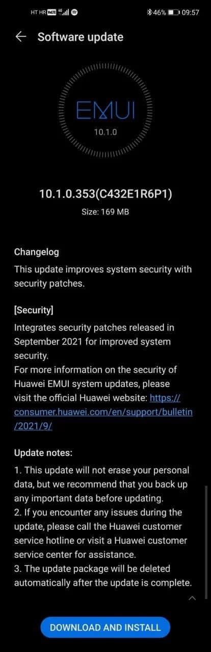 Huawei P40 Lite September 2021 update