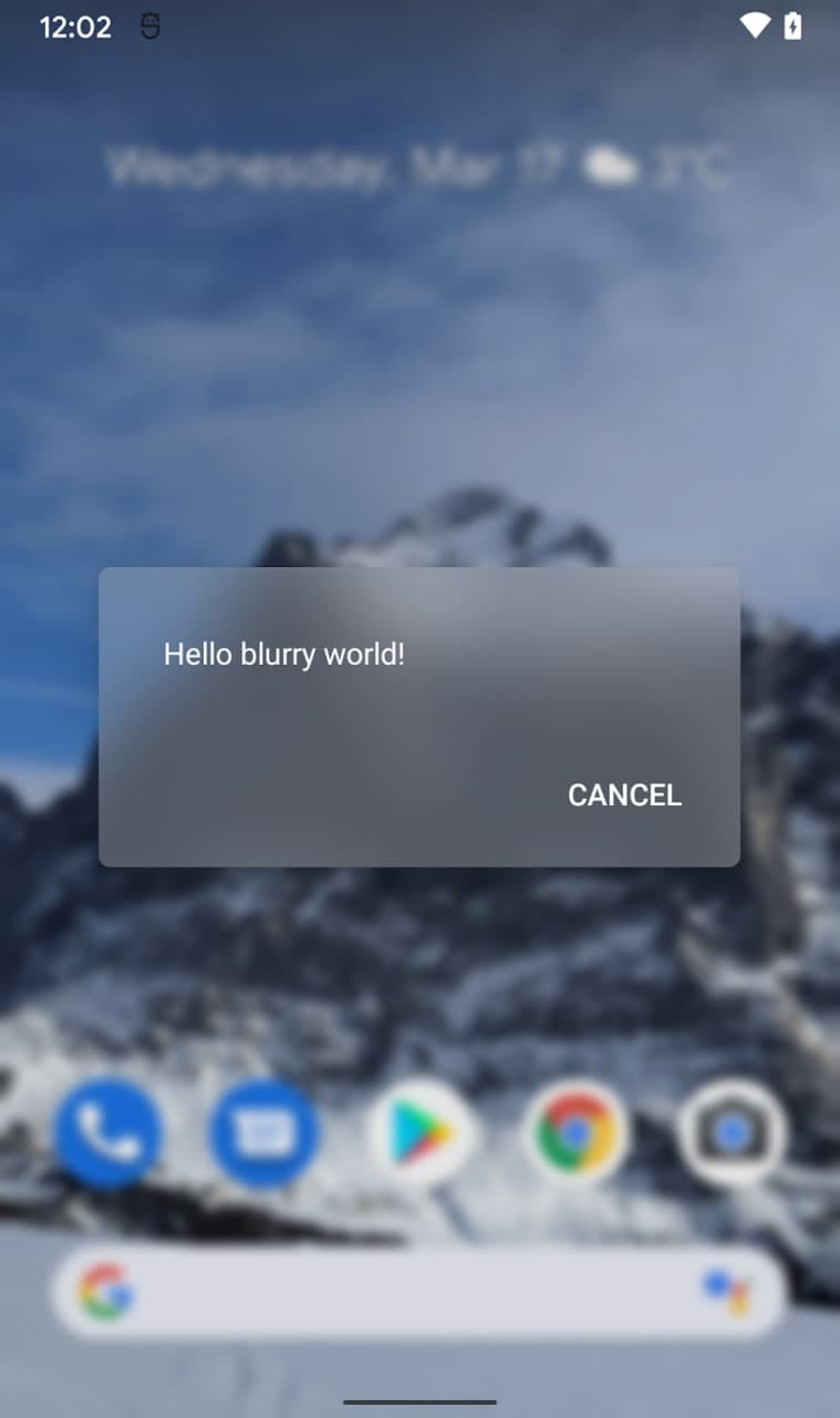 Android 12 blur render background