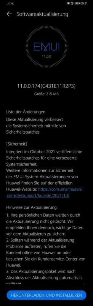 Huawei P30 October 2021 security