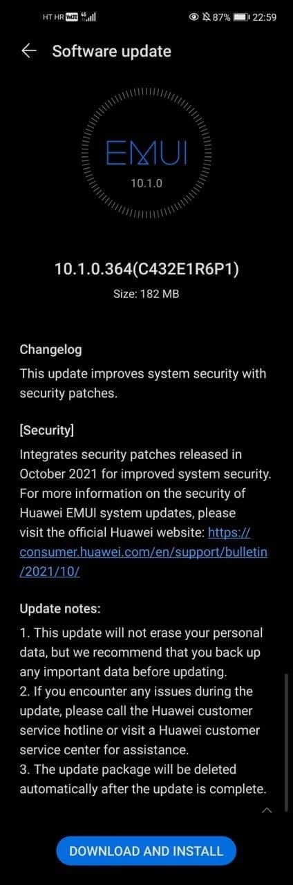 Huawei P40 Lite October 2021 Update