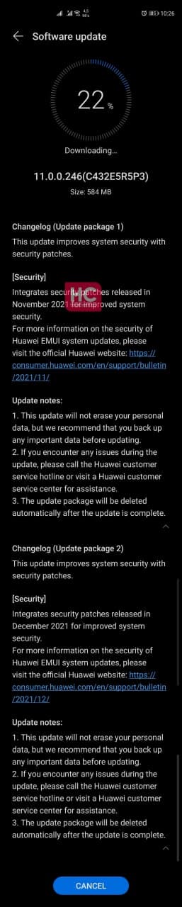 Huawei P40 11.0.0.246 update
