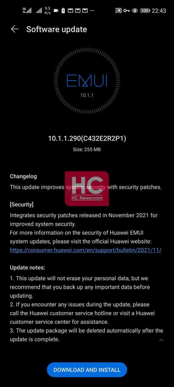 Huawei P40 LIte 5G November 2021 EMUI update