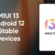MIUI 13 android 12 stable devices