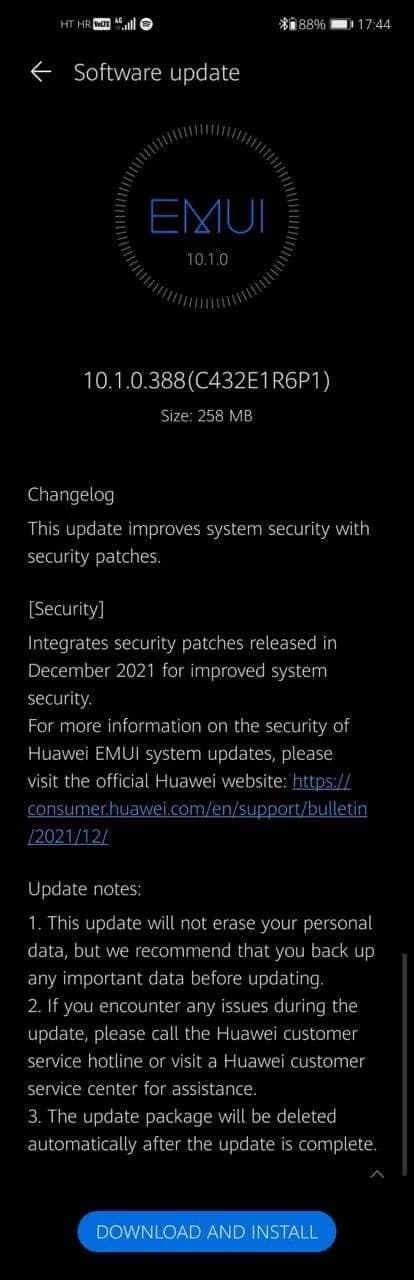 Huawei P40 Lite December 2021 update