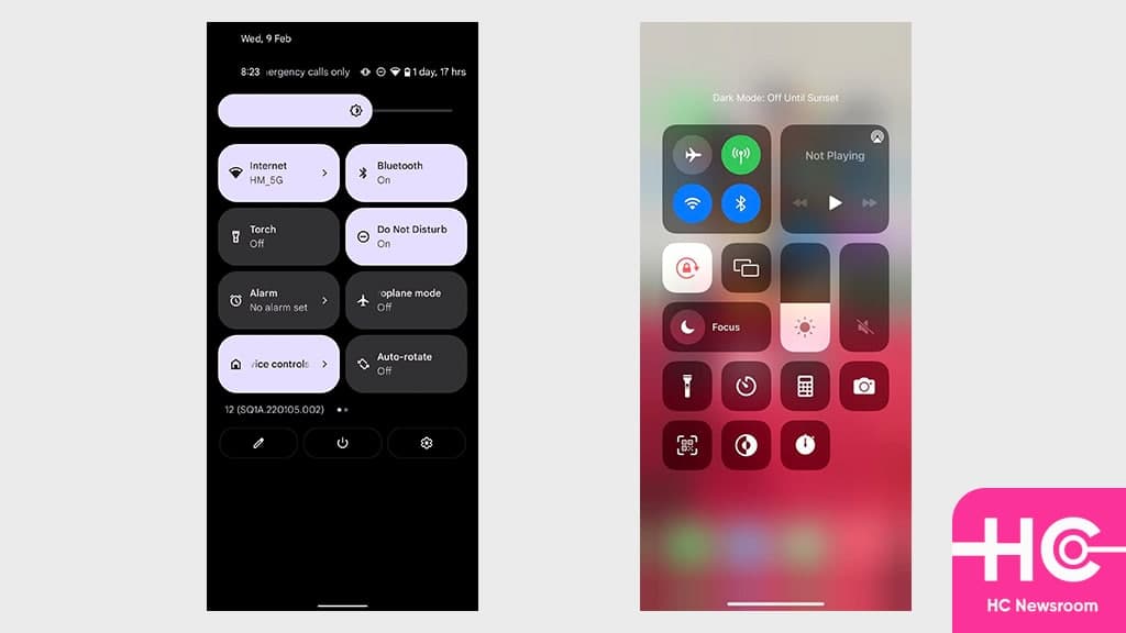 android 12 ios 15 quick settings