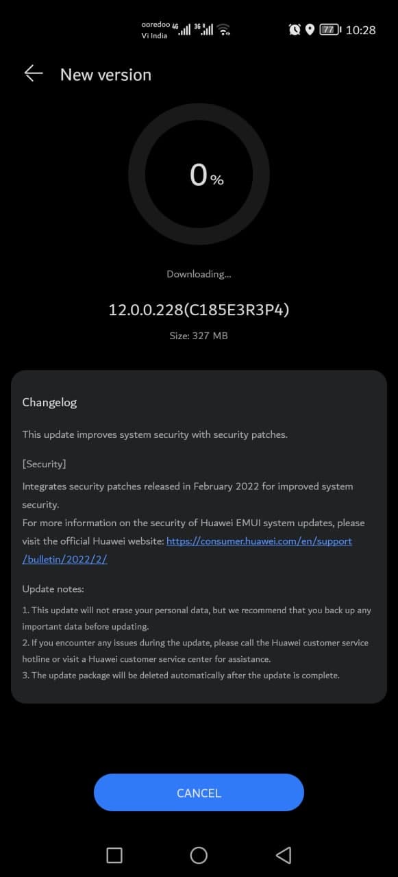 Huawei P40 Pro February 2022 update