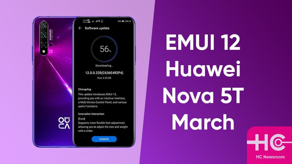 Huawei Nova 5T emui 12 rollout