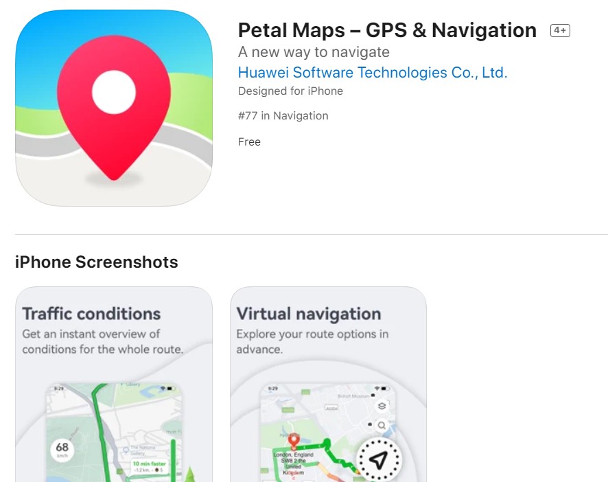 Huawei petal maps apple app store