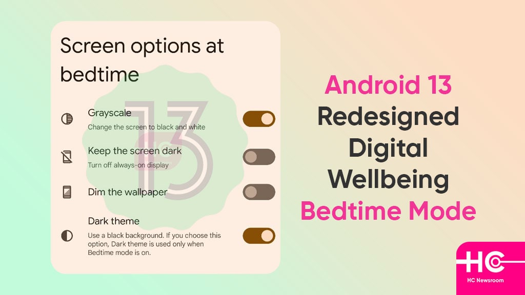 Android 13 Digital Wellbeing Bedtime mode