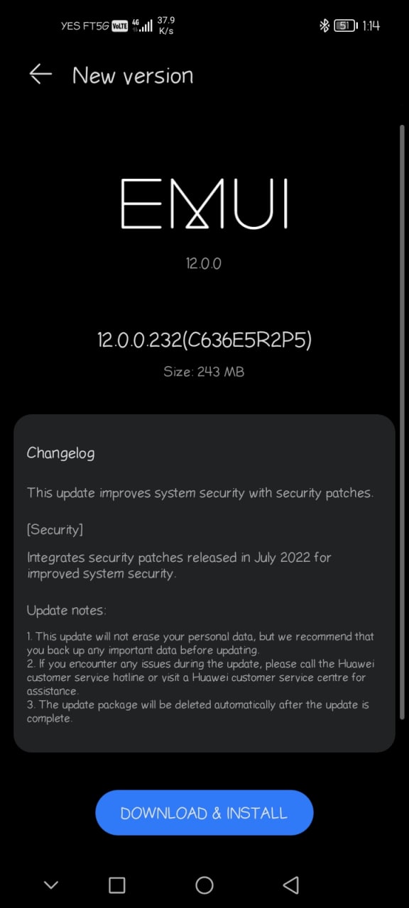 Huawei Nova 7 5g EMUI update