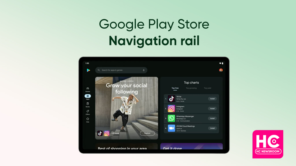 Google Play Store navigation rail