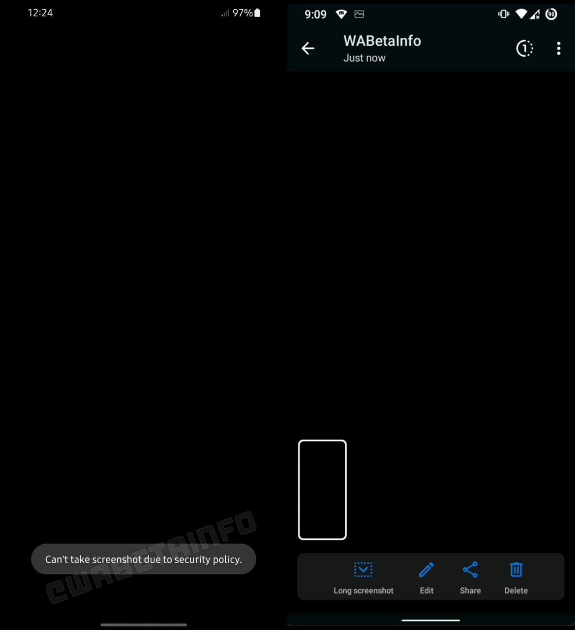 WhatsApp Screenshot Blocking feature screenshot
