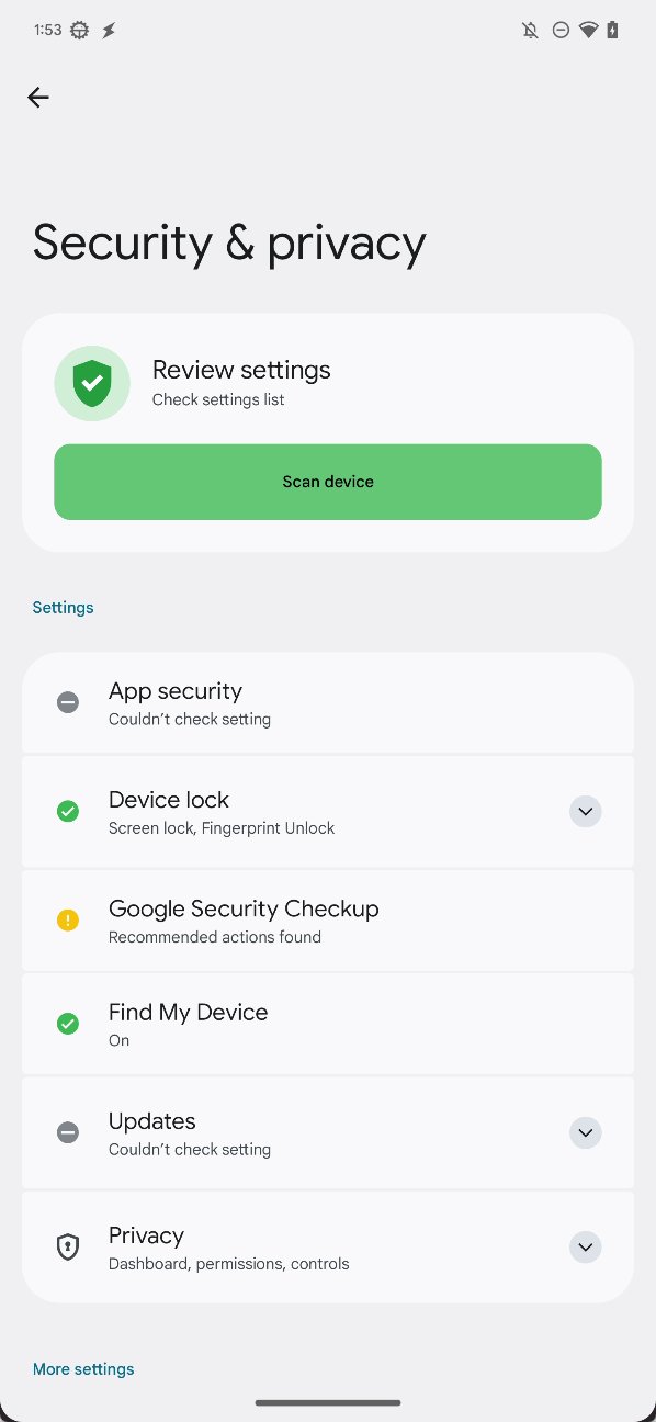 Android devices security center