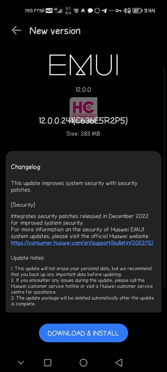 huawei nova 7 december 2022 emui update