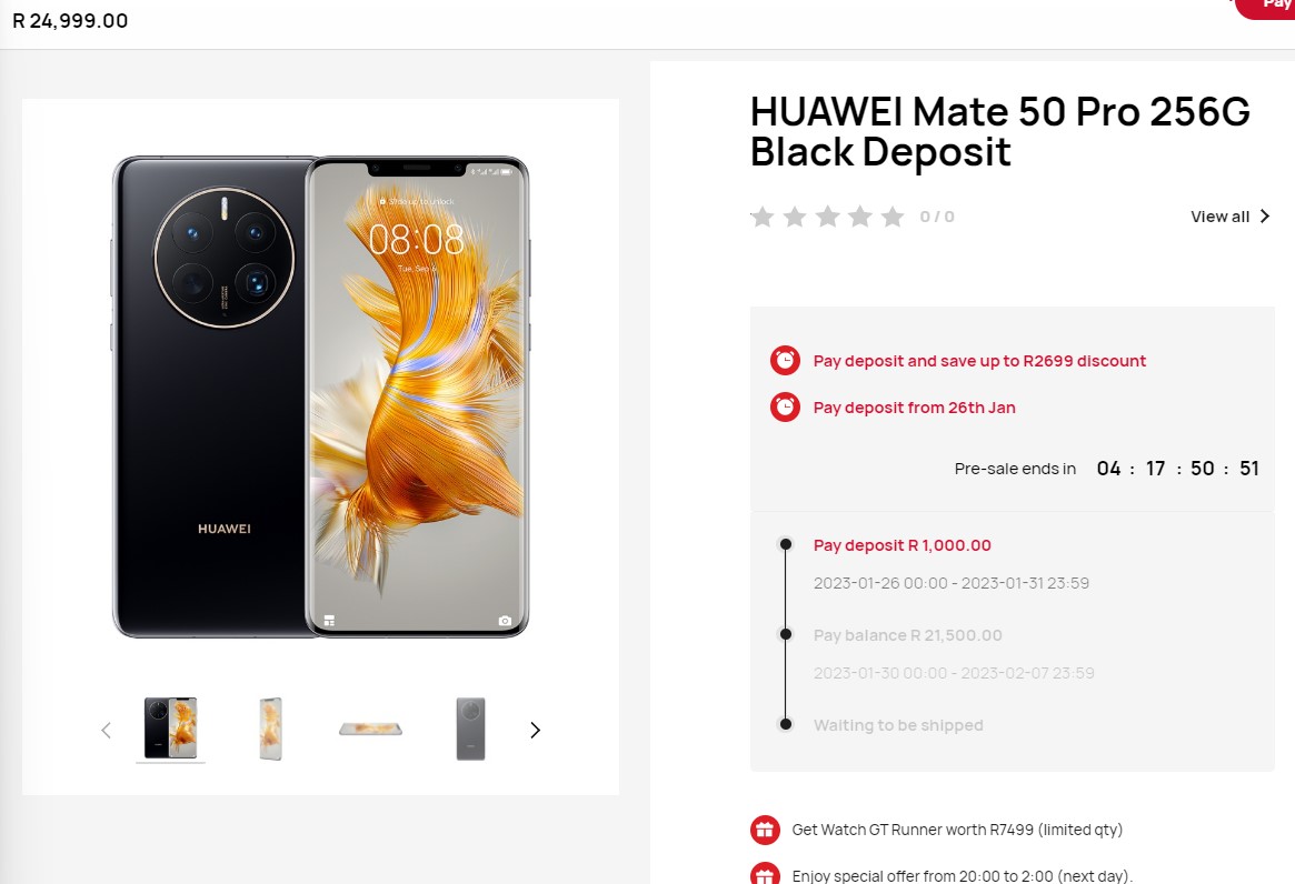 Huawei Mate 50 Pro price listing South Africa