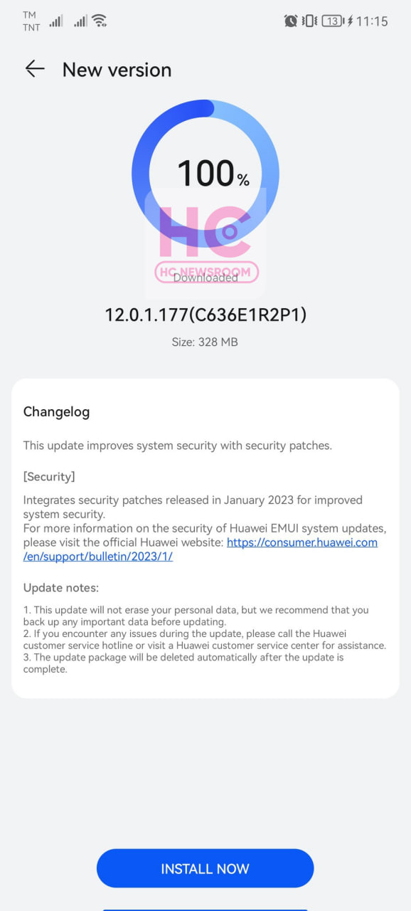 Huawei Nova Y90 January 2023 update