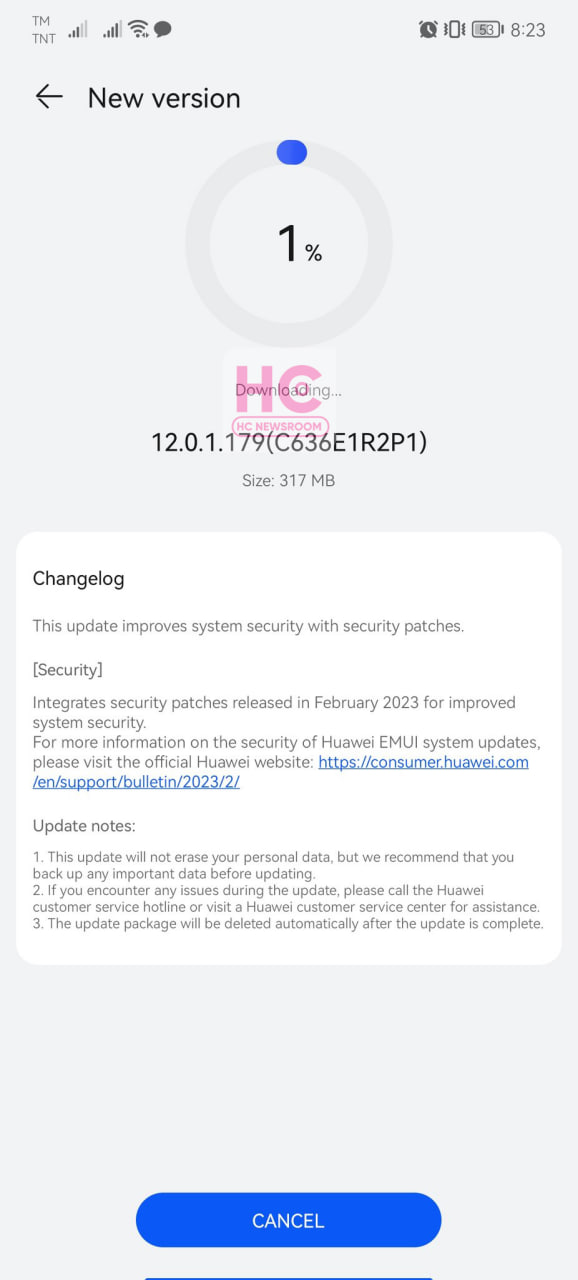 Huawei Nova Y90 February 2023 Update