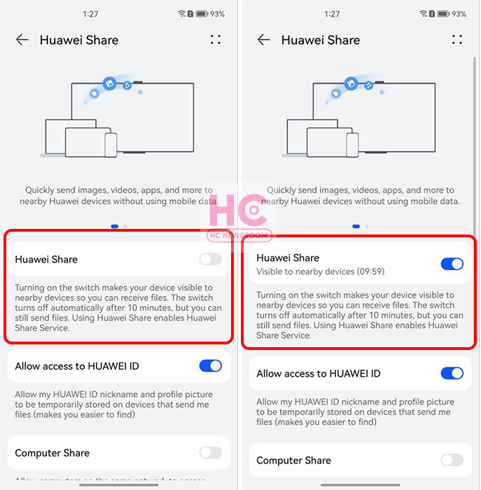Huawei Share 10 minutes auto shutdown