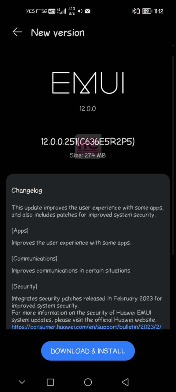 February 2023 update Huawei Nova 7