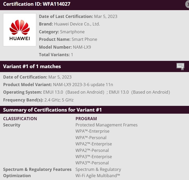 Huawei EMUI 13 old WiFi certificate