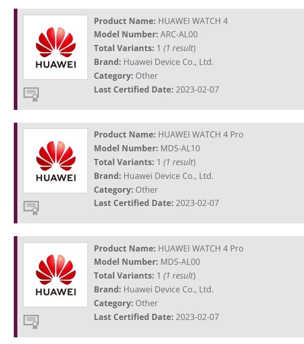 Huawei Watch 4 Pro WiFI Certificate