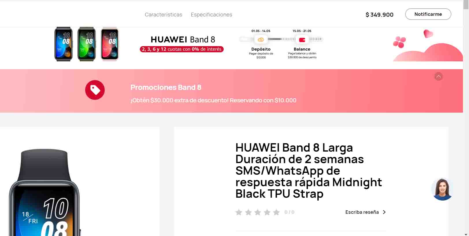 Huawei Band 8 Latin America Colombia sale page