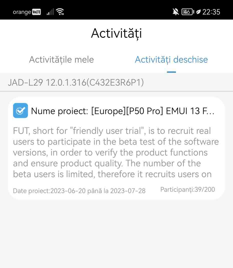 EMUI 13 beta Romania Europe