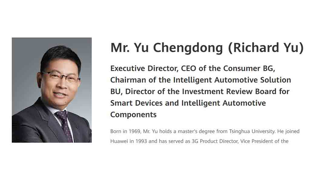 Yu Chengdong chairman huawei Automotive