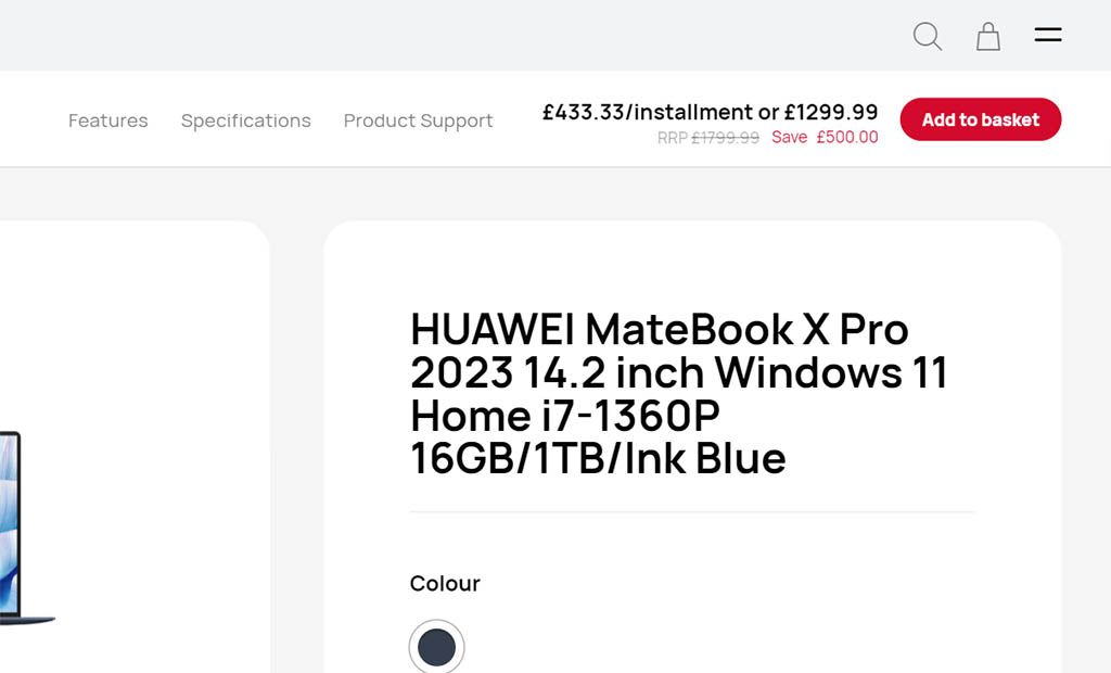 Huawei MateBook X Pro (2023) lowest price UK