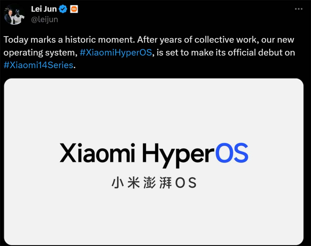 Lei Jun announcing Xiaomi HyperOS