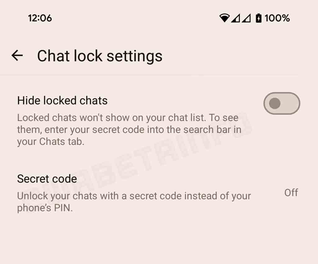 WhatsApp hide chat secret code