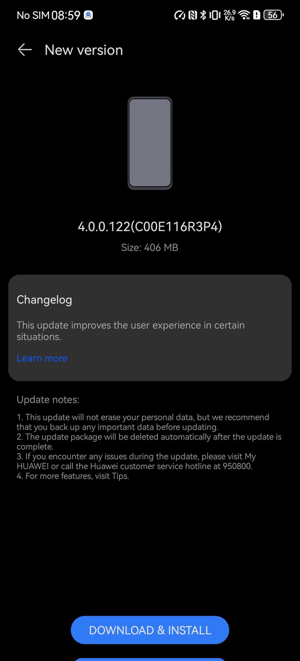 Huawei P50 Pro HarmonyOS 4.0.0.122 update