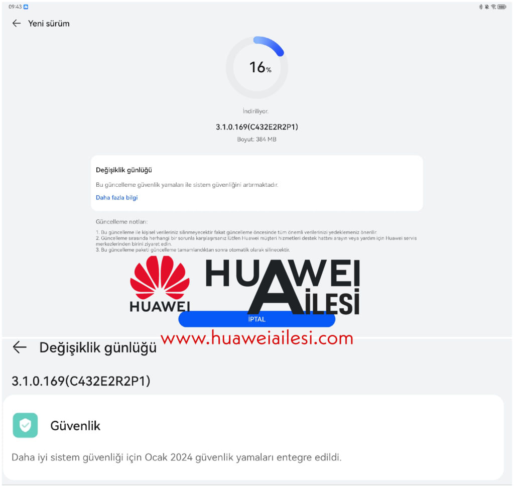 Huawei MatePad Air January 2024 update