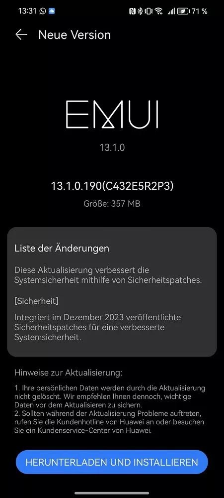 Huawei P60 Pro December 2023 Update