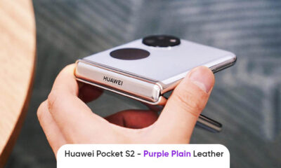 Huawei Pocket S2 purple plain leather design