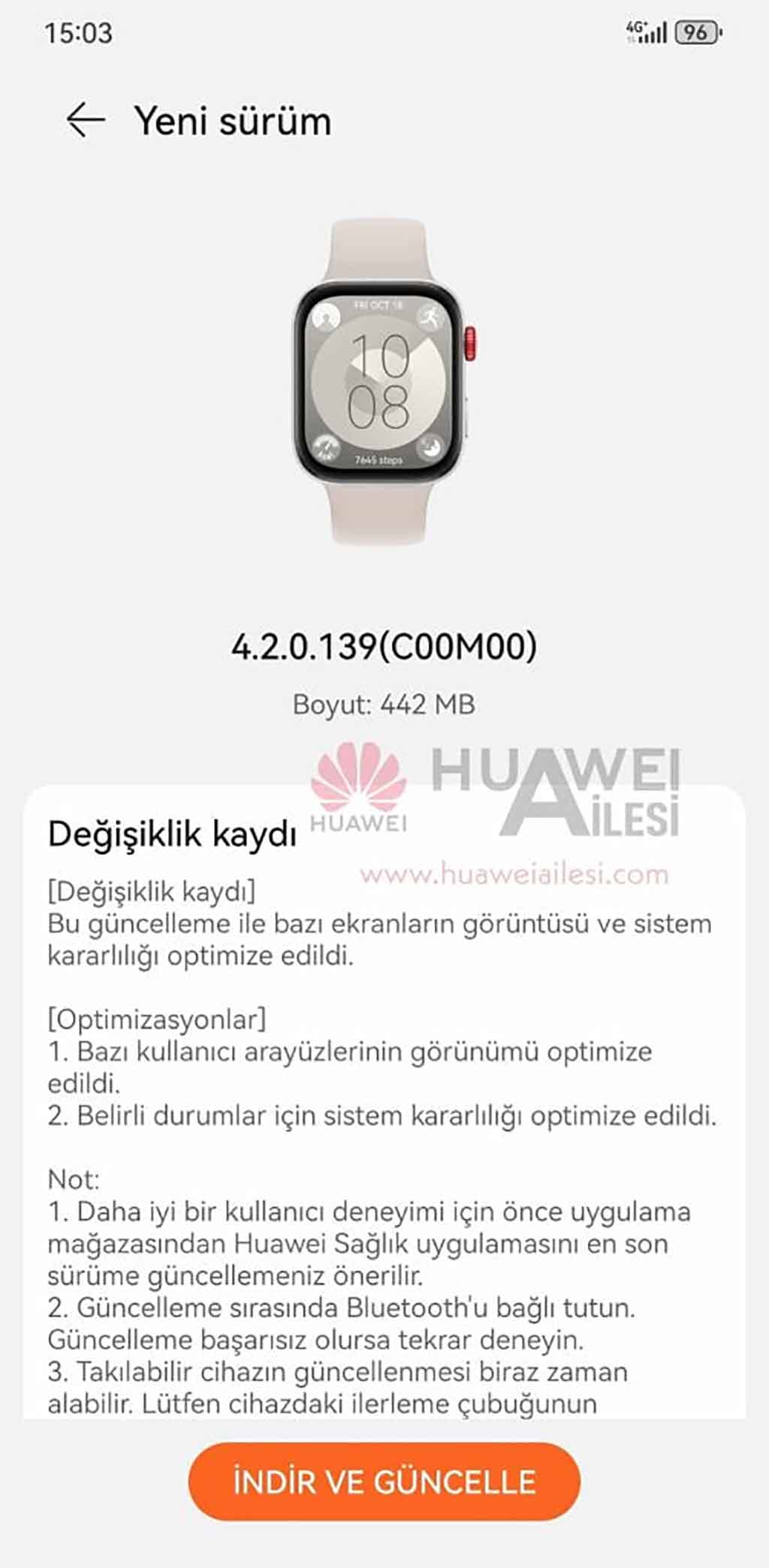 Huawei Watch Fit 3 first update